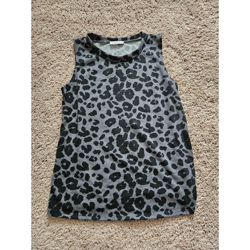 Mint plus pink boutique small loose cutoff thick tank top black grey leopard